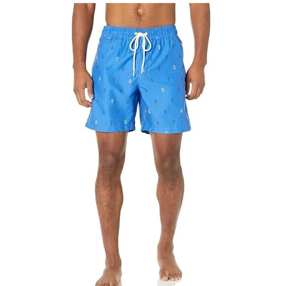 Amazon Essentials Men's 7" Quick-Dry Swim Trunk Blue Anchors Size XL - Picture 1 of 7